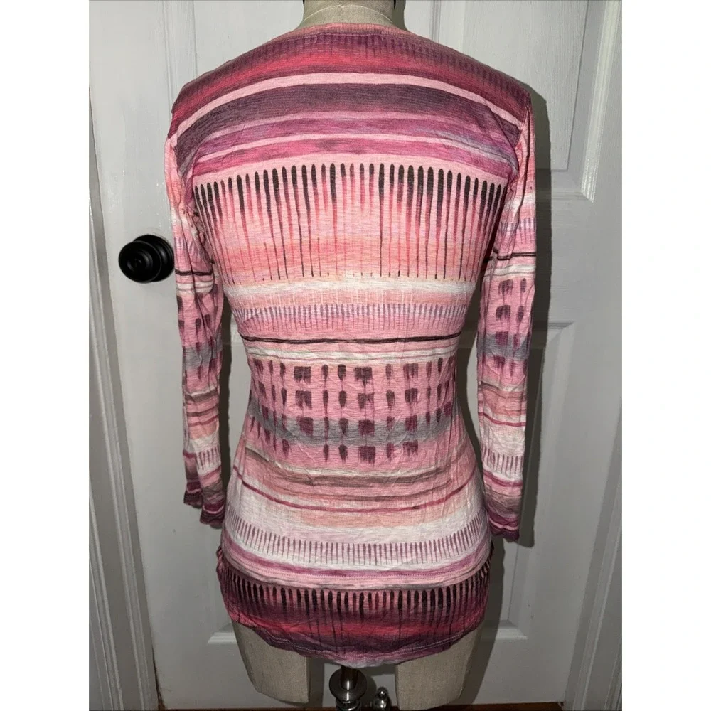 David Cline Women's Crushed Layered Look Tee Long Sleeve Size XS Multi Orchid